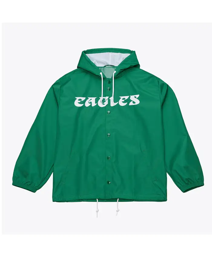 Philadelphia Eagles Coaches Green Windbreaker Hooded Jacket