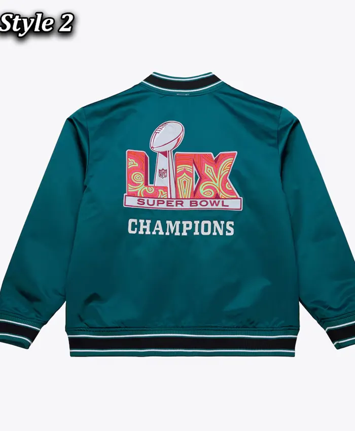 Philadelphia Eagles Super Bowl LX Varsity Full-Zip Varsity Satin Jacket Style 2 Back