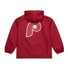Philadelphia Phillies Coaches Red Windbreaker Hooded Jacket For Sale