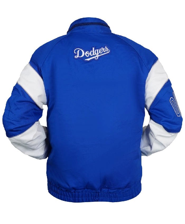 Back view of Los Angeles Dodgers Gust hooded jacket