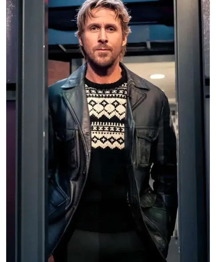 Ryan Gosling Late Night with Seth Meyers Leather Jacket Front