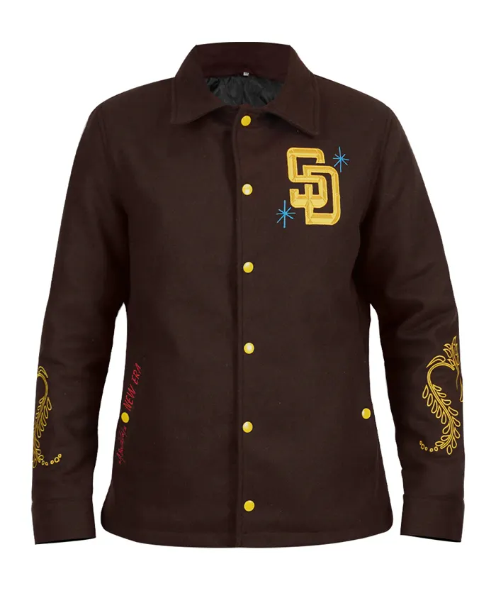 San Diego Padres New Era x Rotulos Bautista Brown Full-Snap Coaches Jacket Front
