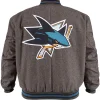 San Jose Sharks Gray Varsity Wool Jacket back