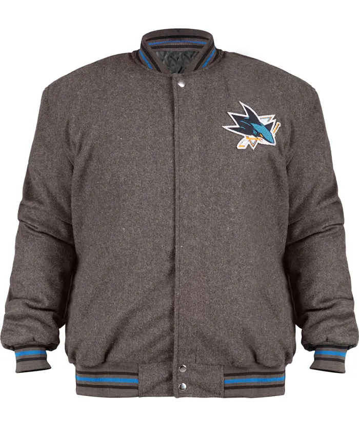 San Jose Sharks Gray Varsity Wool Jacket
