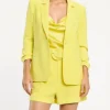 The View Sara Haines Ruched Cuff Yellow Blazer