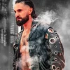 Seth Rollins WrestleMania 42 Black Leather Coat Side
