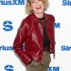 Sharon Stone SiriusXM Studios 2026 Cropped Red Leather Jacket