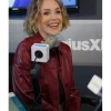 Sharon Stone SiriusXM Studios NYC 2026 Leather Jacket Side