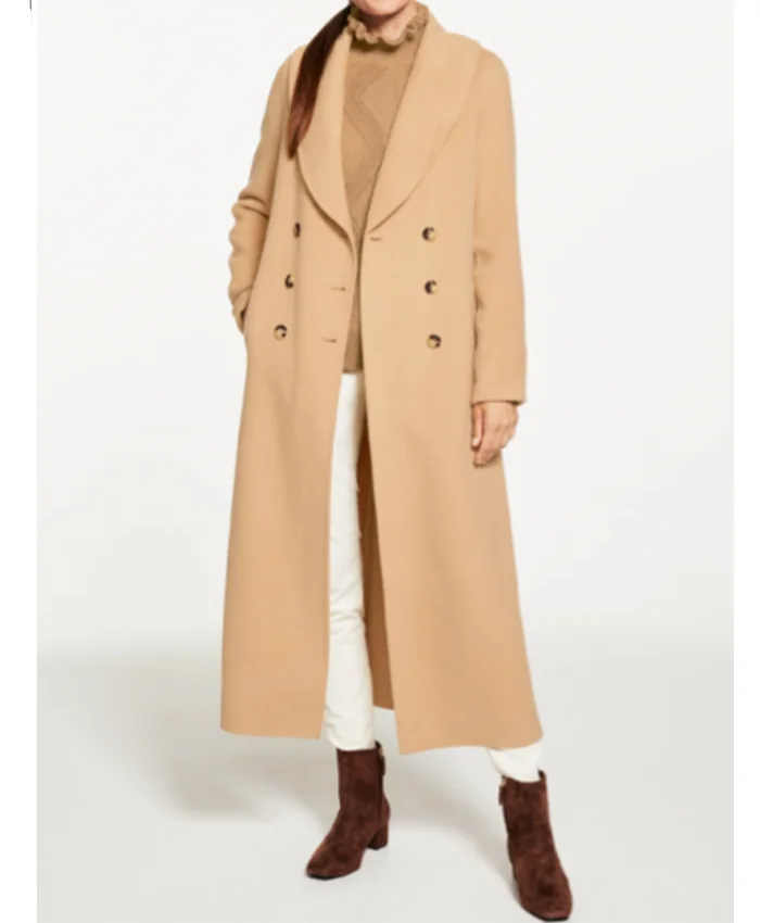The Today Show Sheinelle Jones camel shawl collar coat