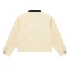 Shinzo 15oz Beige Canvas Cowhide Collar Jacket For Sale