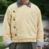 Shinzo 15oz Beige Canvas Cowhide Collar Jacket Front