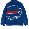 Shop Buffalo Bills Chalk Line Big Logo Full Zip Up Blue Sherpa Jacket Back