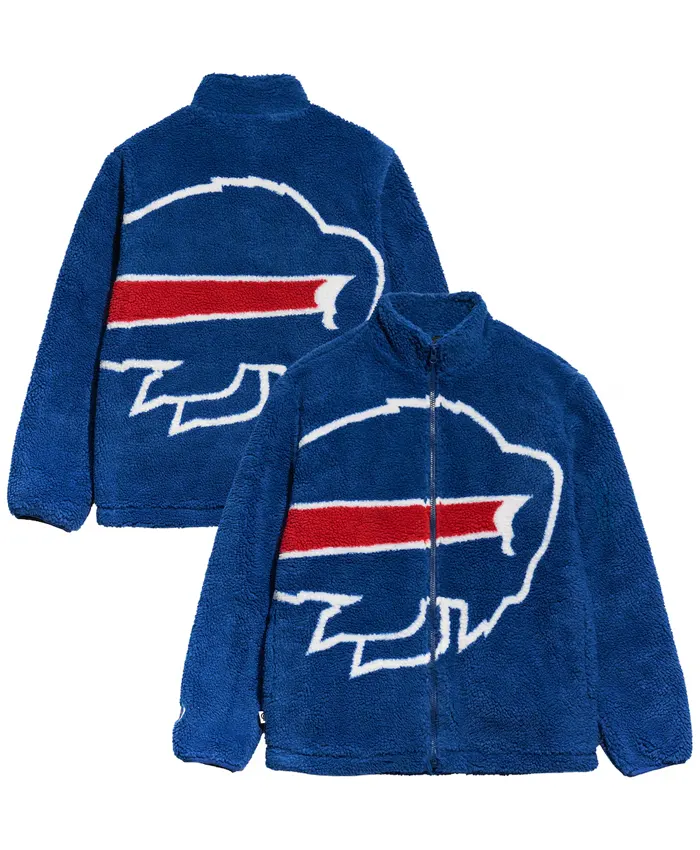Shop Buffalo Bills Chalk Line Big Logo Full Zip Up Blue Sherpa Jacket