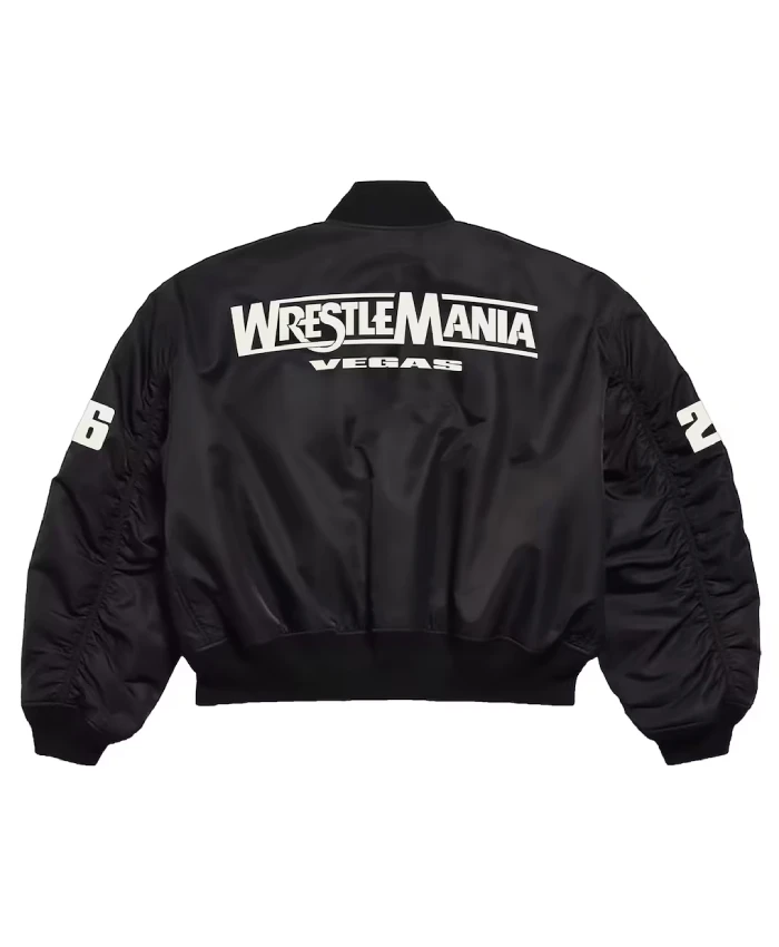 Shop WWE X Xo Black Zip-Up Bomber Jacket For Men and Women Back