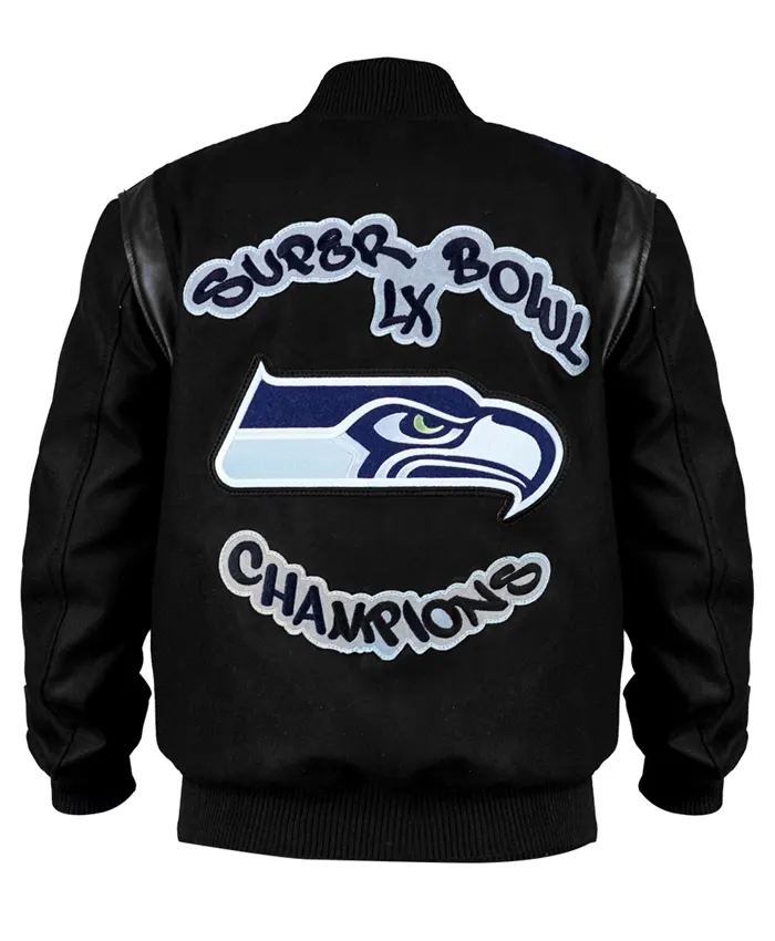 Super Bowl LX Champions Parade Seattle Seahawks Julian Love Black Varsity Jacket