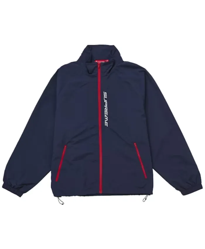 Supreme Contrast Zip Track Jacket Navy Blue Front