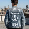 Supreme x MM6 Distressed Denim Jacket Back