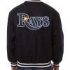Tampa Bay Rays Full-Snap Wool Varsity Jacket Black Back