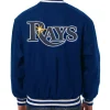 Tampa Bay Rays Full-Snap Wool Varsity Jacket Blue back