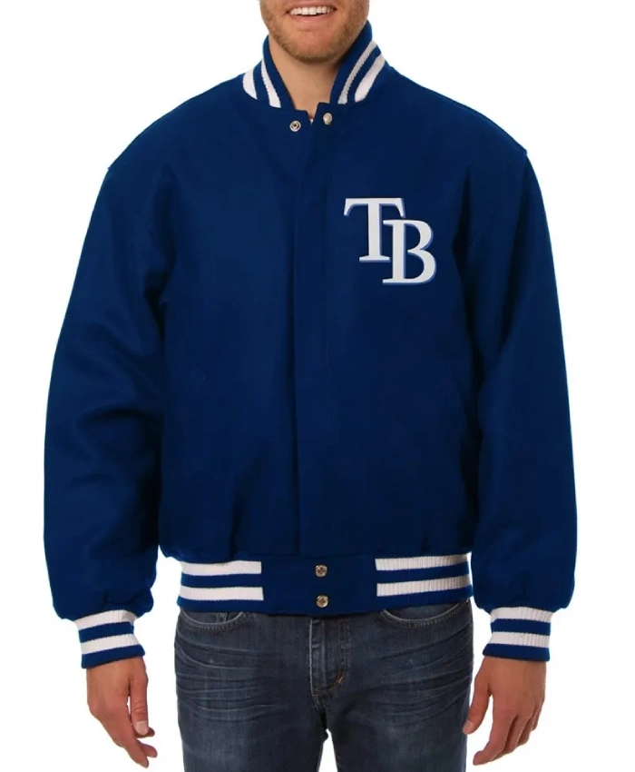 Tampa Bay Rays Full-Snap Wool Varsity Jacket Blue