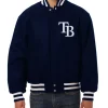 Tampa Bay Rays Full-Snap Wool Varsity Jacket Navy