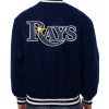 Tampa Bay Rays Full-Snap Wool Varsity Jacket Navy Back