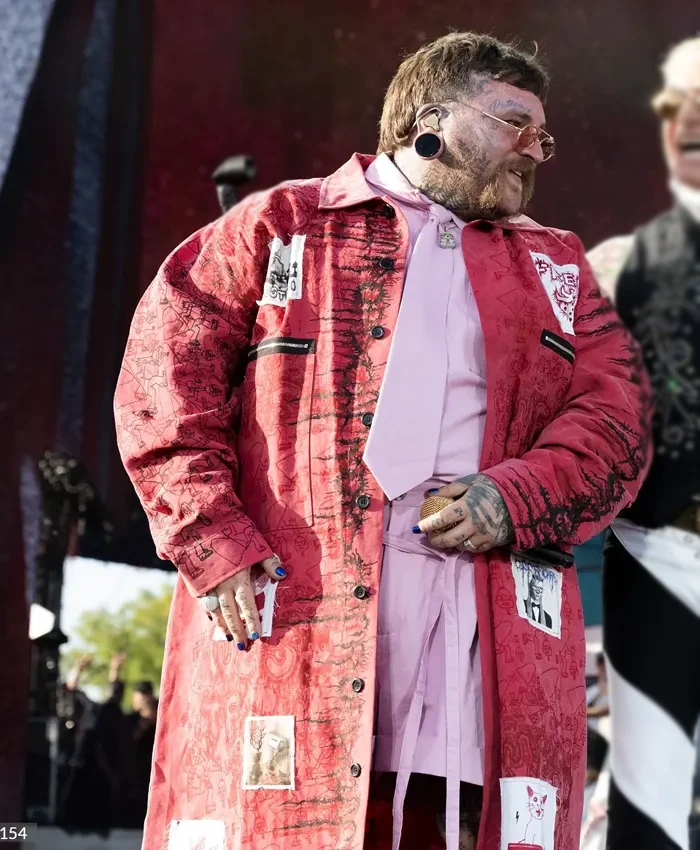 Teddy Swims 2026 Coachella Red Coat Front