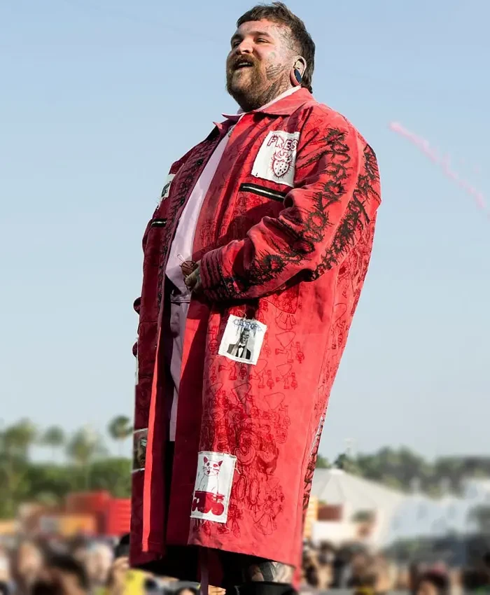 Teddy Swims 2026 Coachella Red Coat Side