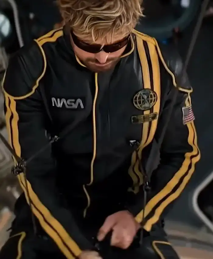 The Fall Guy Ryan Gosling NASA Leather Jacket Closeup