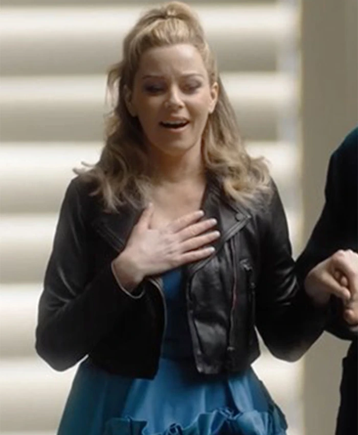 The Miniature Wife S01 Elizabeth Banks Black Leather Jacket Front