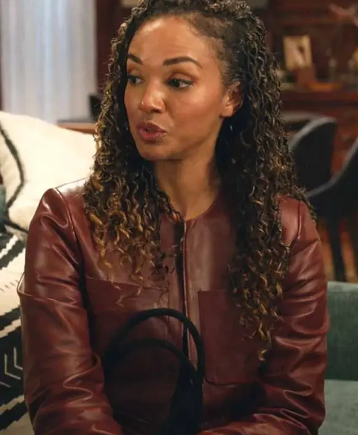 Nyla Harper dark brown leather jacket from The Rookie