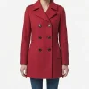 The Scarlet Peacoat Womens Double-Breasted Classic Red Wool