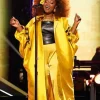 The Voice S29 Alexia Jayy Yellow Feather Trim Coat