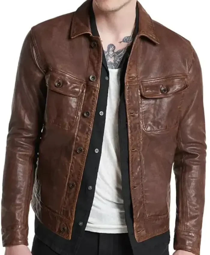 The Voice S29 Lucas West Trucker Leather Jacket For Sale