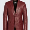 The Voice S29 Moses G Ma­roon Leather Blaz­er For Sale