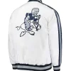 Throwback D-Line Dallas Cowboys White Satin Jacket Back