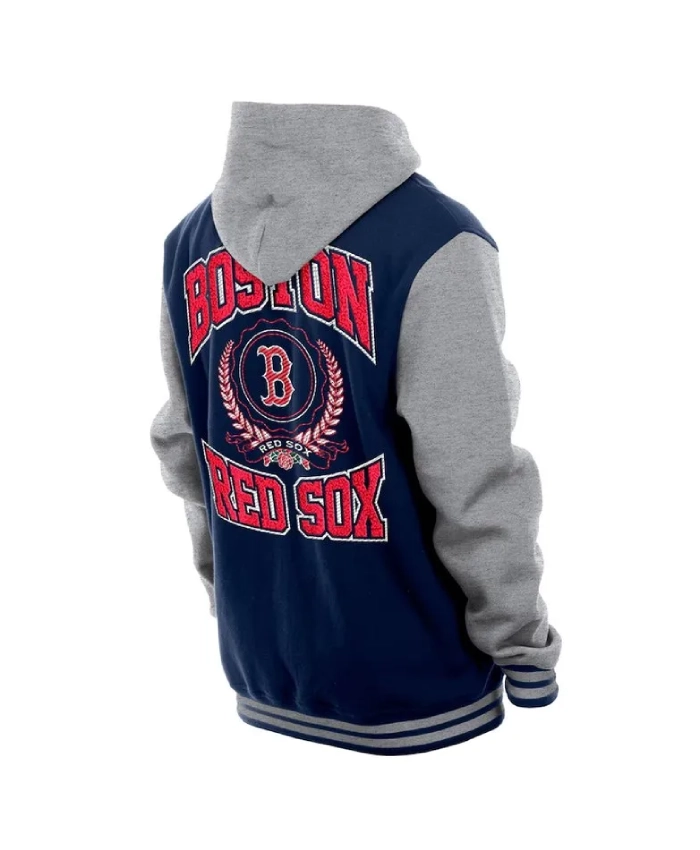 Throwback Prep Boston Red Sox Navy Hoodie Jacket Back