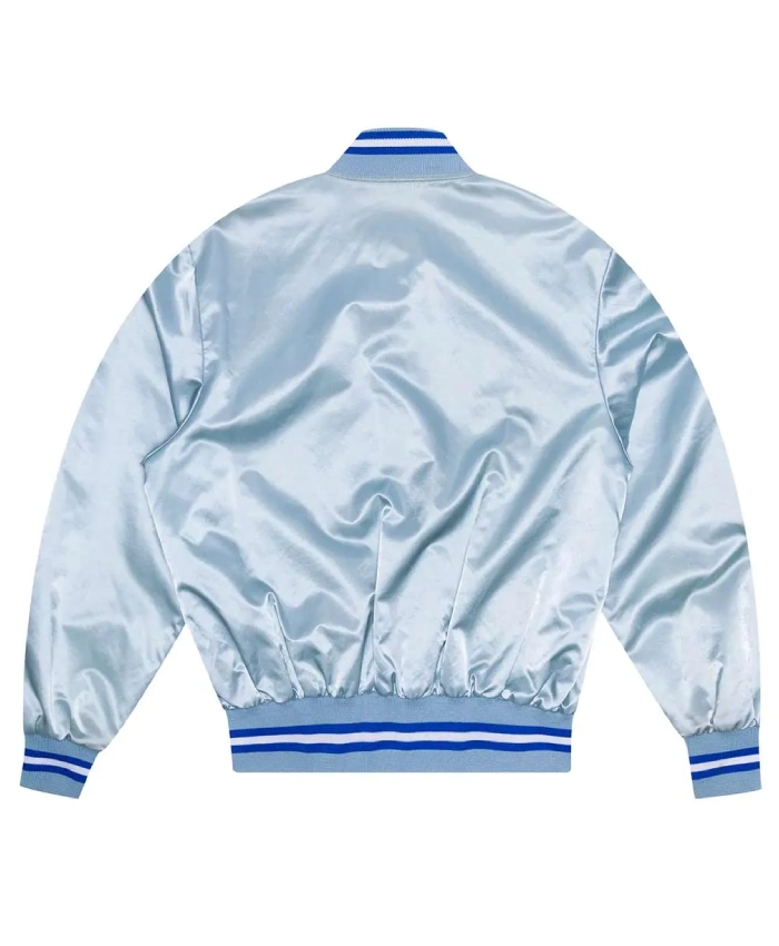 Toronto Blue Jays Baby Blue Varsity Satin Jacket Back
