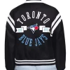 Toronto Blue Jays Printed Logo Varsity Satin Jacket Back