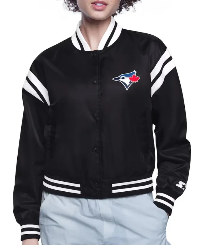 Toronto Blue Jays Printed Logo Varsity Satin Jacket