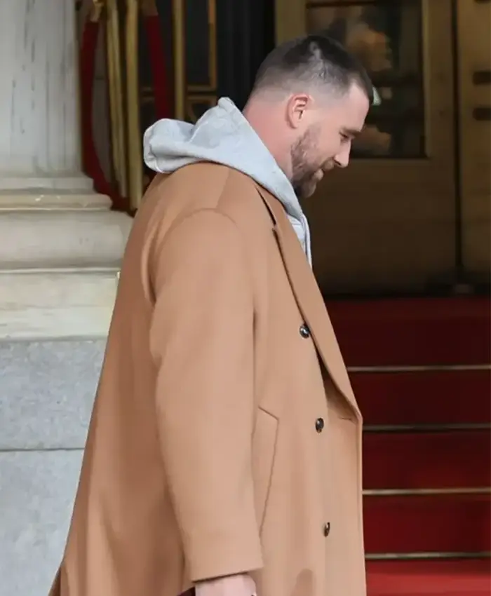 Travis Kelce NYC 2026 Brown Coat Side
