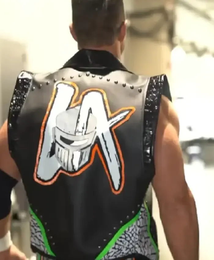WWE 2026 WrestleMania 42 LA Knight Black Leather Vest Back