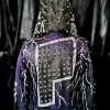 WWE 2026 Wrestlemania 42 Paige Black and Purple Leather Studded Return Jacket Back