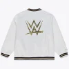 WWE WrestleMania 42 Las Vegas Mitchell & Ness White Satin Bomber Jacket Back