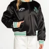 Women's New York Liberty The Wild Collective Black Bomber Jacket Side