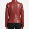 Womens Real Leather Red Biker Style Jacket Back