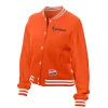 Women's WNBA New Era Orange Throwback Varsity Jacket Front