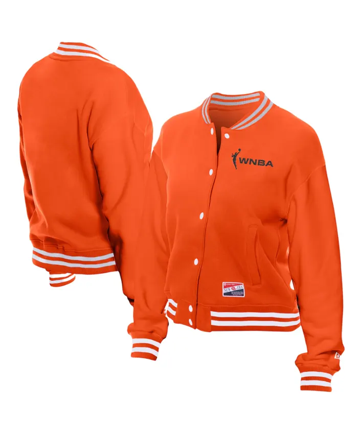 Women's WNBA New Era Orange Throwback Varsity Jacket