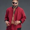 WrestleMania 42 Jey Uso Red Bomber Jacket closeup