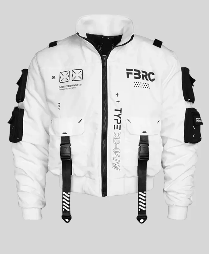 XB-04 White Short Bomber Jacket